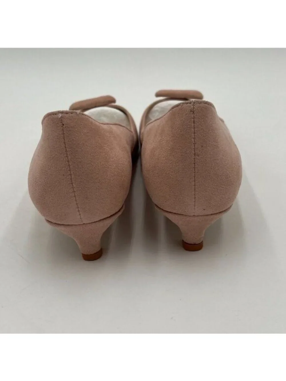 miss left Beige Low Heels Pointy Toe Pump Kitten Heel Slip On Wedding Shoes